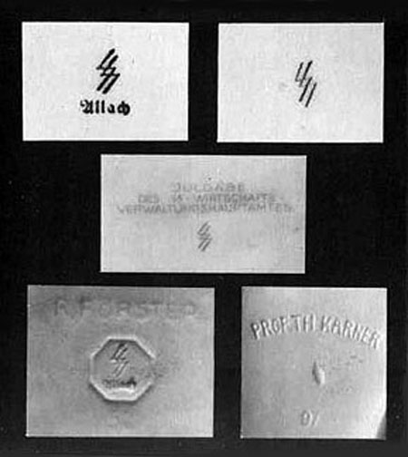 Пять видов различных маркировок Allach из книги Passmore & Oliver